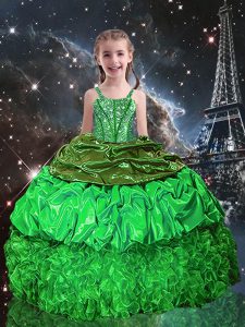 Colorful Pick Ups Sleeveless Organza Lace Up Little Girl Pageant Gowns for Party and Wedding Party