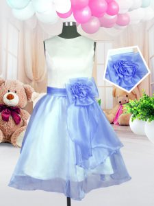 Custom Fit Scoop Sleeveless Organza Toddler Flower Girl Dress Hand Made Flower Zipper