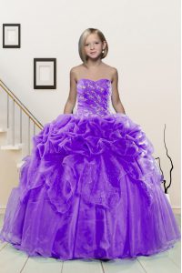 Fine Pick Ups Ball Gowns Pageant Gowns Lavender Sweetheart Organza Sleeveless Floor Length Lace Up