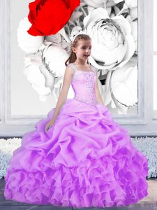Ideal Pick Ups Hot Pink Sleeveless Organza Lace Up Little Girls Pageant Dress Wholesale for Party and Wedding Party