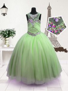 Noble Green Little Girls Pageant Dress Wholesale Party and Wedding Party and For with Beading Scoop Sleeveless Zipper