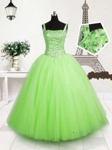 Sleeveless Beading and Sequins Lace Up Custom Made Pageant Dress