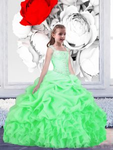 Child Pageant Dress Party and Wedding Party and For with Beading and Ruffles and Pick Ups Straps Sleeveless Lace Up