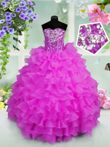 Sleeveless Ruffled Layers and Sequins Lace Up Pageant Gowns For Girls