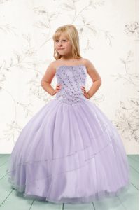 Discount Beading Pageant Dress for Womens Lavender Lace Up Sleeveless Floor Length