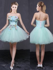 Mini Length A-line Sleeveless Apple Green Prom Party Dress Lace Up