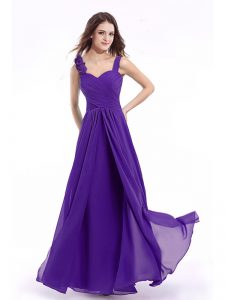 Straps Purple Sleeveless Chiffon Zipper for Prom