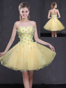 Organza Sleeveless Mini Length Dress for Prom and Appliques