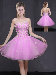 Sleeveless Lace Up Mini Length Appliques Prom Evening Gown