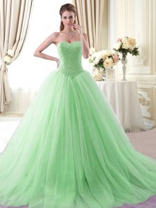 Nice Apple Green Sweetheart Neckline Beading Quinceanera Dress Sleeveless Lace Up