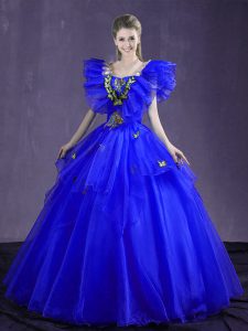 Royal Blue Sweet 16 Dresses Military Ball and Sweet 16 and Quinceanera and For with Appliques and Ruffles Sweetheart Sle