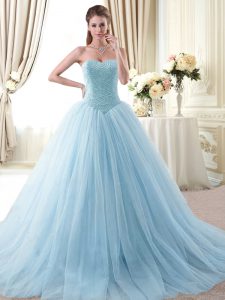 Unique Sleeveless Lace Up Floor Length Beading Quinceanera Gowns