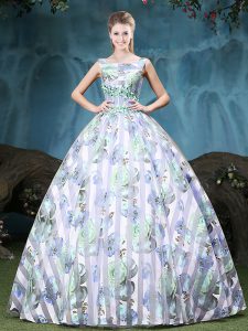 Straps Floor Length Multi-color 15 Quinceanera Dress Tulle Sleeveless Appliques and Pattern