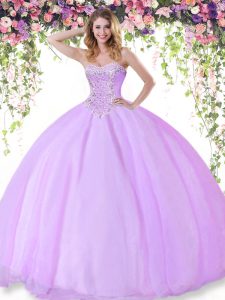 Sweetheart Sleeveless Lace Up Vestidos de Quinceanera Lilac Tulle
