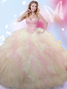 Colorful Multi-color Sweetheart Neckline Beading Quinceanera Gowns Sleeveless Lace Up