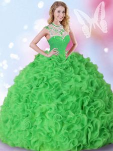 Popular Sleeveless Organza Zipper Quinceanera Dresses for Military Ball and Sweet 16 and Quinceanera
