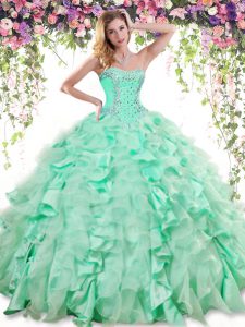 Customized Sweetheart Sleeveless Lace Up Vestidos de Quinceanera Apple Green Organza and Taffeta