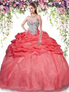 Superior Pick Ups Floor Length Red Quinceanera Gowns Sweetheart Sleeveless Lace Up