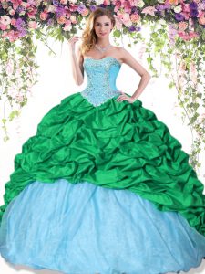 Multi-color Sleeveless Beading and Pick Ups Floor Length 15th Birthday Dress