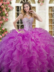 Lilac Quinceanera Dresses Military Ball and Sweet 16 and Quinceanera and For with Beading and Ruffles Sweetheart Sleevel