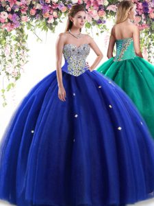Fancy Sleeveless Beading Lace Up Quinceanera Gown