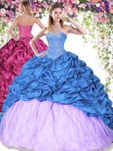 Multi-color Lace Up 15 Quinceanera Dress Pick Ups Sleeveless Floor Length