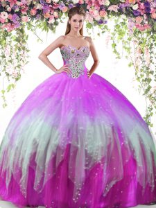 Captivating Multi-color Sweetheart Lace Up Beading Sweet 16 Dresses Sleeveless