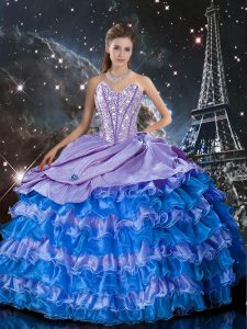 Fitting Multi-color Sleeveless Beading and Ruffles Floor Length Quinceanera Dress