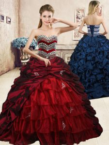 Sweet Organza and Taffeta Sleeveless Floor Length Quinceanera Dresses and Beading and Appliques and Ruffled Layers and P