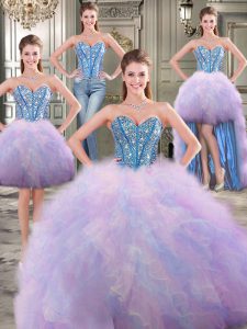 Four Piece Multi-color Sweet 16 Quinceanera Dress Military Ball and Sweet 16 and Quinceanera and For with Beading and Ru