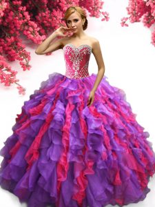 Enchanting Organza Sweetheart Sleeveless Lace Up Ruffles 15 Quinceanera Dress in Multi-color
