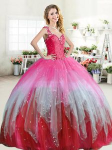 Straps Ruffled Floor Length Ball Gowns Sleeveless Multi-color 15 Quinceanera Dress Zipper
