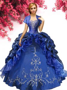 Chic Floor Length Royal Blue Quinceanera Dresses Sweetheart Sleeveless Lace Up