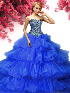 Fashionable Sleeveless Beading and Ruffled Layers Lace Up Vestidos de Quinceanera