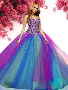 Smart Floor Length Multi-color Ball Gown Prom Dress Tulle Sleeveless Beading
