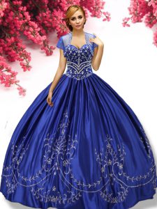 Vintage Sweetheart Sleeveless Lace Up Ball Gown Prom Dress Royal Blue Taffeta