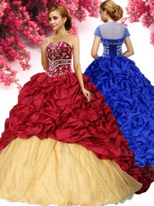 Wine Red Sweetheart Lace Up Pick Ups 15 Quinceanera Dress Brush Train Sleeveless