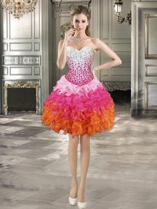 Sweetheart Sleeveless Lace Up Evening Dress Multi-color Organza