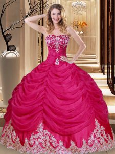 Top Selling Pick Ups Ball Gowns Quinceanera Dresses Hot Pink Sweetheart Tulle Sleeveless Floor Length Lace Up